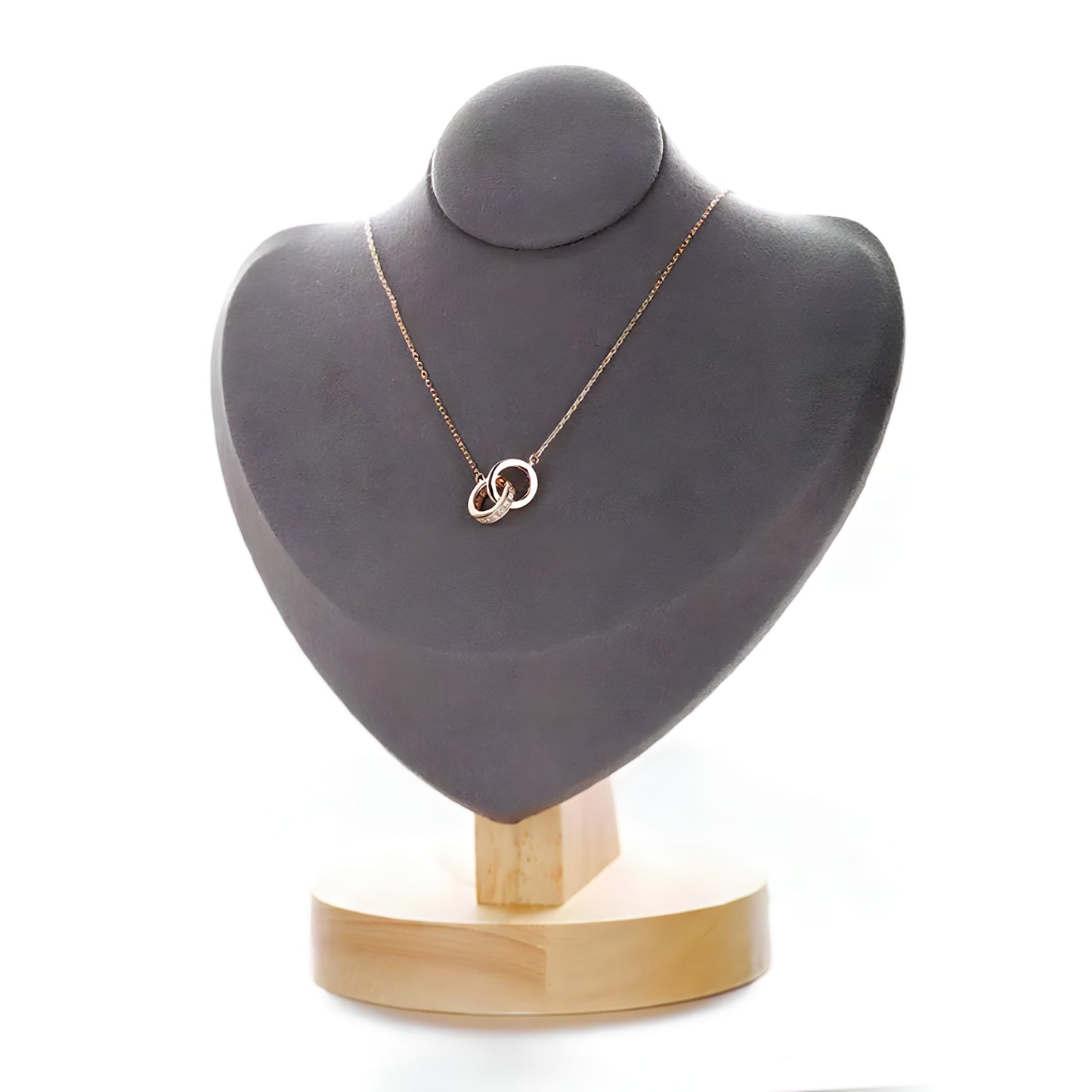 Chic Rose Gold Double Ring Necklace