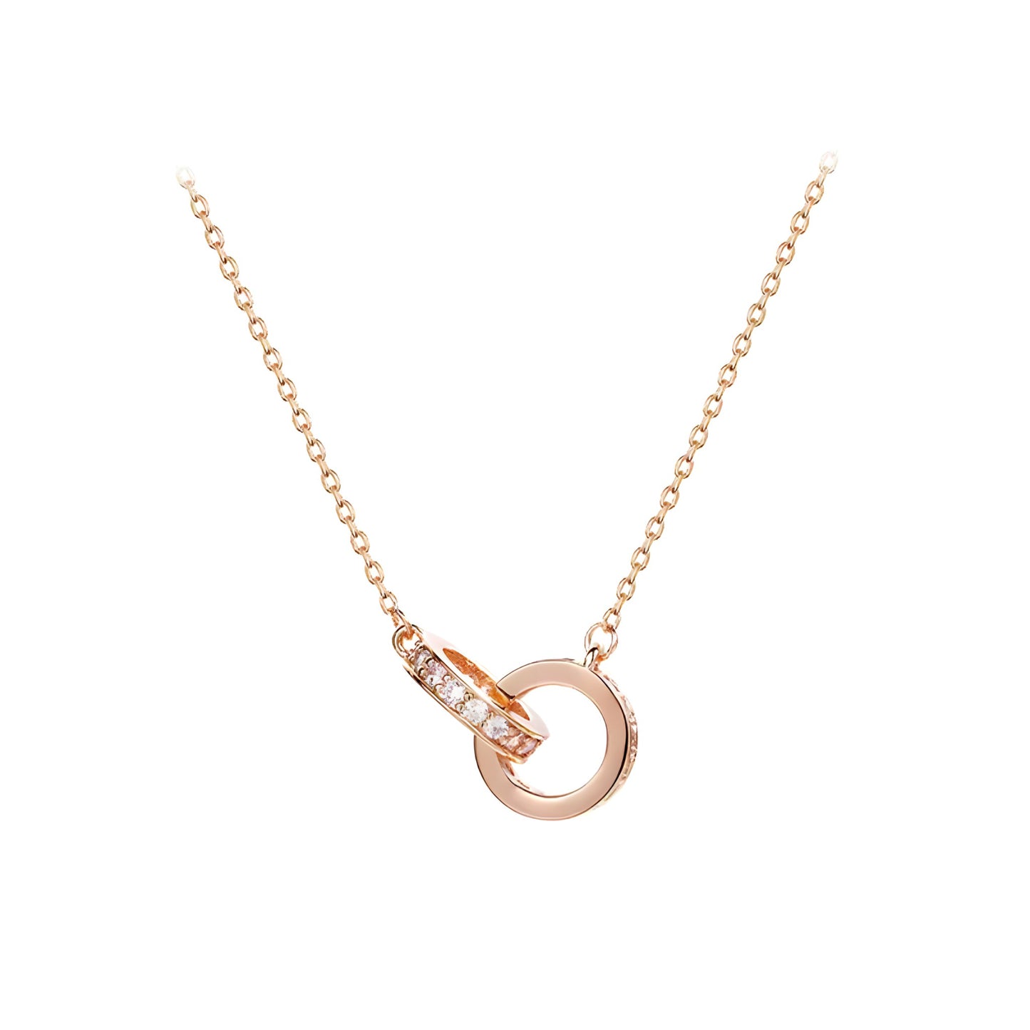 Chic Rose Gold Double Ring Necklace