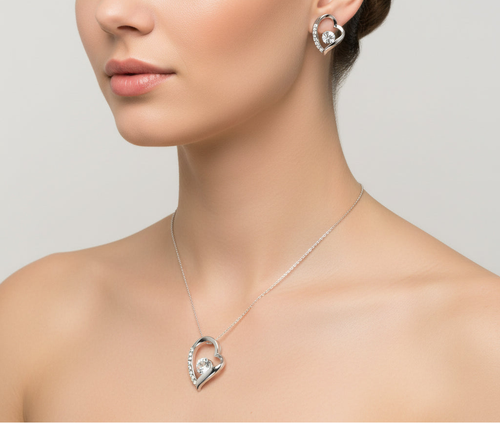 Heart Necklace and Earring Set