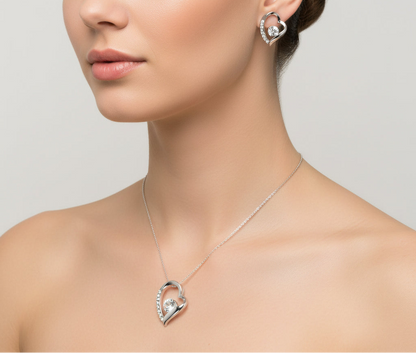 Heart Necklace and Earring Set